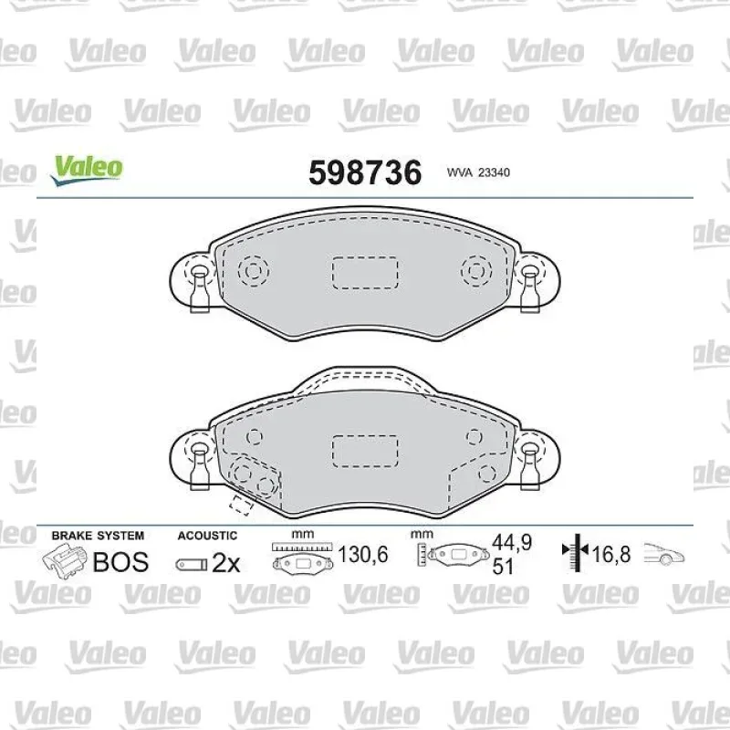 Fren Disk Balata Ön VALEO 598736 – Toyota Yaris
