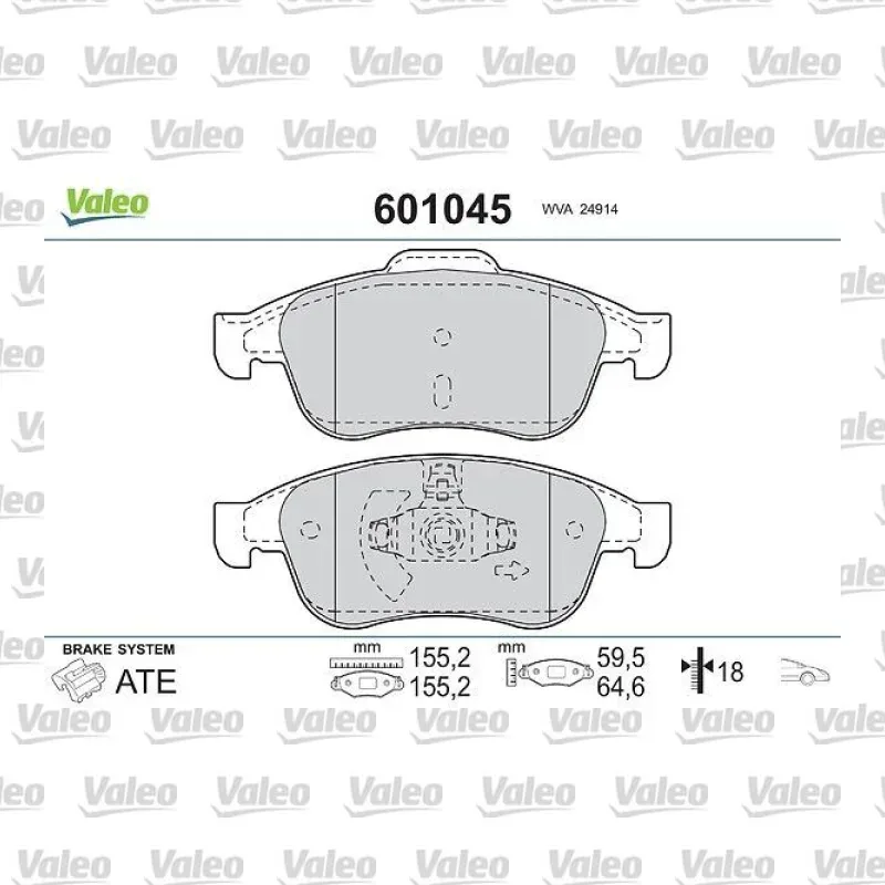 Fren Disk Balata Ön VALEO 601045
