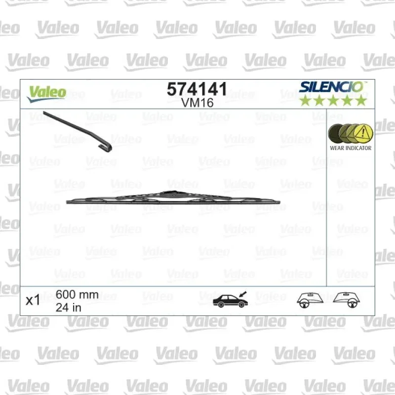 Silecek Süpürgesi Ön Universal Tip 600 mm - 24 inç VALEO 574141
