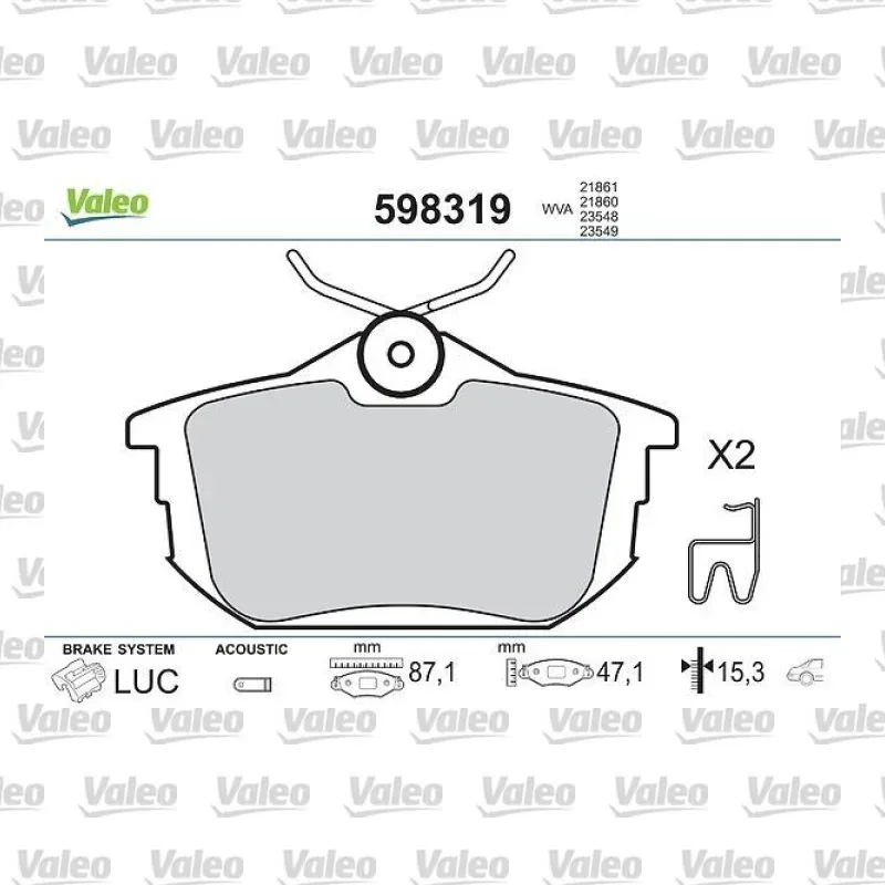 Fren Disk Balata Arka VALEO 598319 – Volvo / Mitsubishi