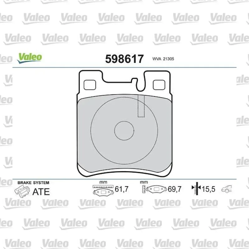 Fren Disk Balata Arka VALEO 598617 – Mercedes-Benz E 200