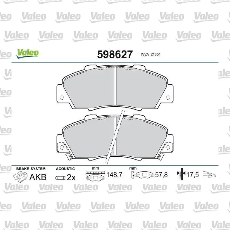 Fren Disk Balata Ön VALEO 598627 – Honda Civic