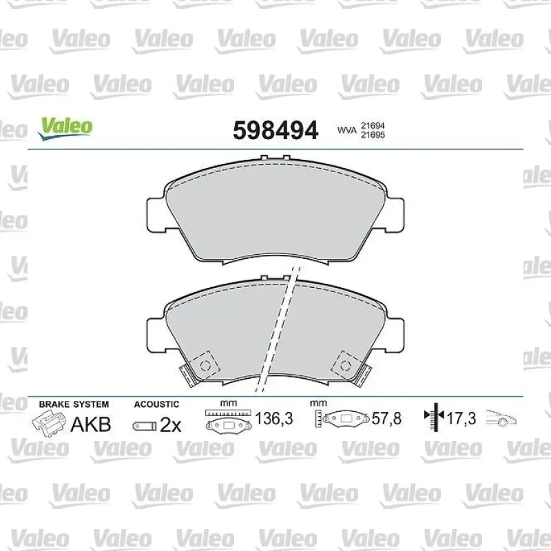 Fren Disk Balata Ön VALEO 598494 – Honda Civic