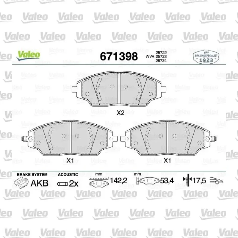 Fren Disk Balata Ön VALEO 671398 – Chevrolet Aveo