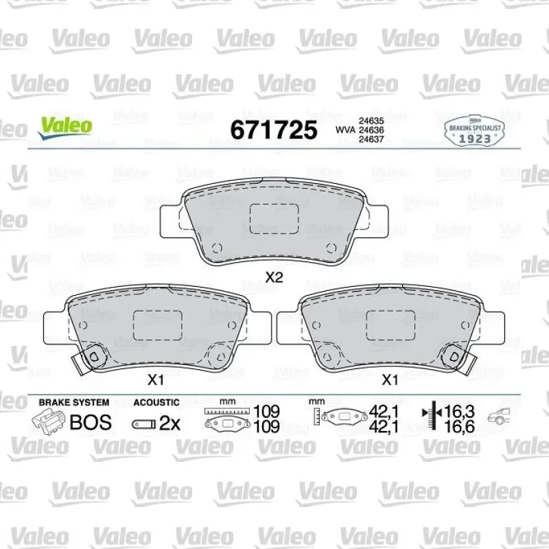 Fren Disk Balata Arka VALEO 671725 – Honda CR-V