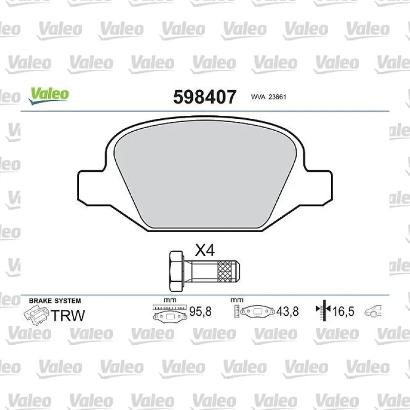 Fren Disk Balata Arka VALEO 598407 – Fiat / Alfa Romeo