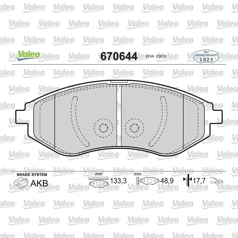 Fren Disk Balata Ön VALEO 671644 – Chevrolet Aveo