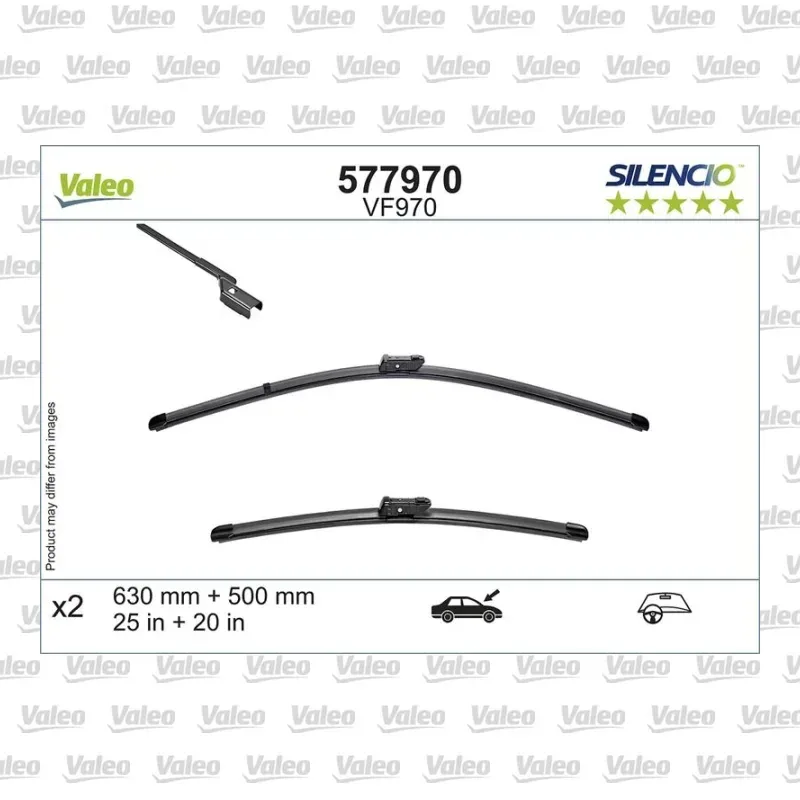 Silecek Süpürgesi Ön 630/530 mm - 25/21 inç VALEO 577970 – Ford / BMW