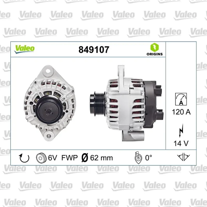 Alternatör VALEO 849107 – Opel / Fiat