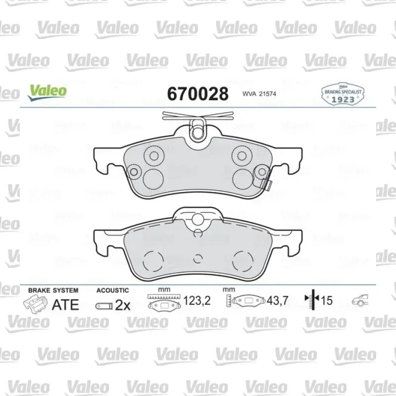 Fren Disk Balata Arka VALEO 670028 – Toyota Yaris