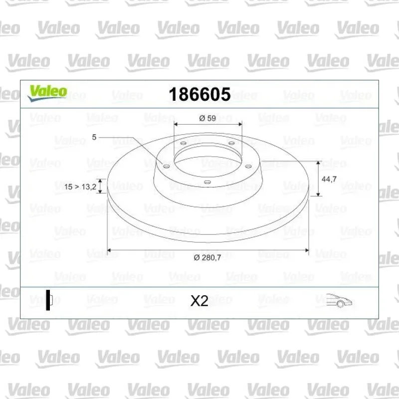 Fren Disk Ayna Ön Sağ ve Sol VALEO 186605 – Alfa Romeo 156