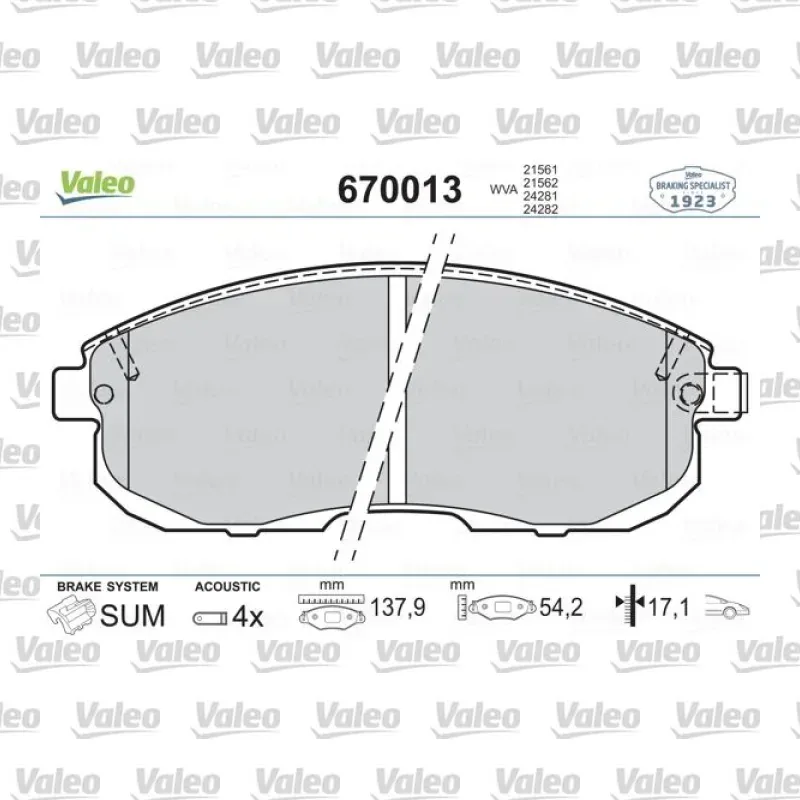Fren Disk Balata Ön VALEO 670013 – Nissan Juke