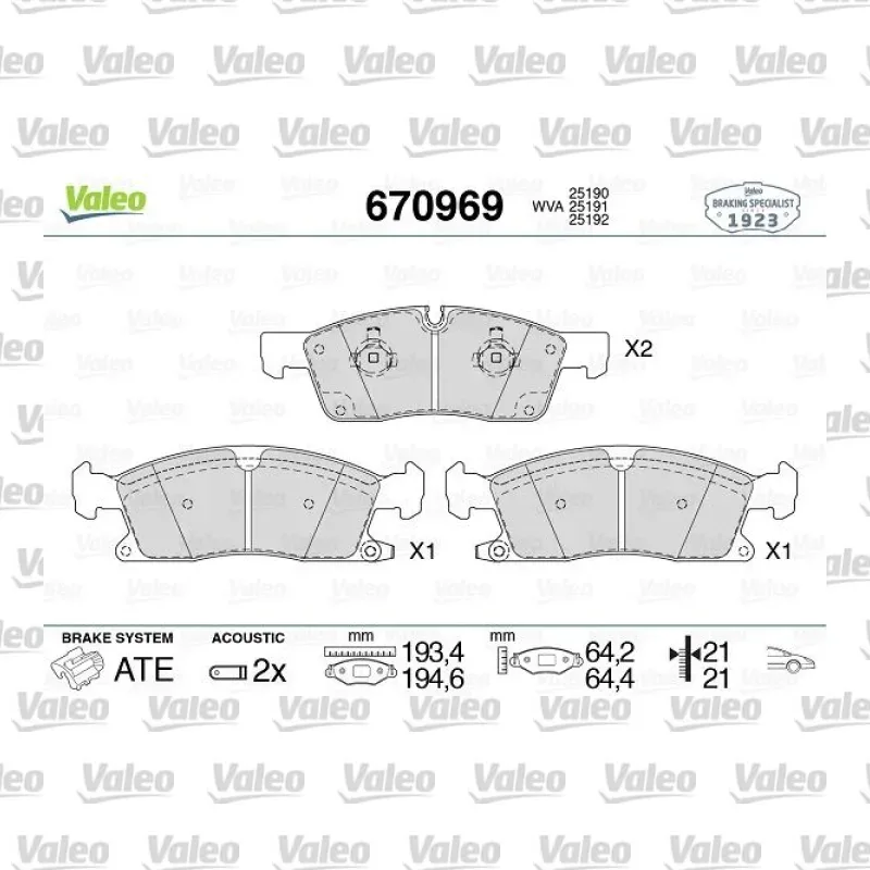 Fren Disk Balata Ön VALEO 670969 – Jeep Grand Cherokee