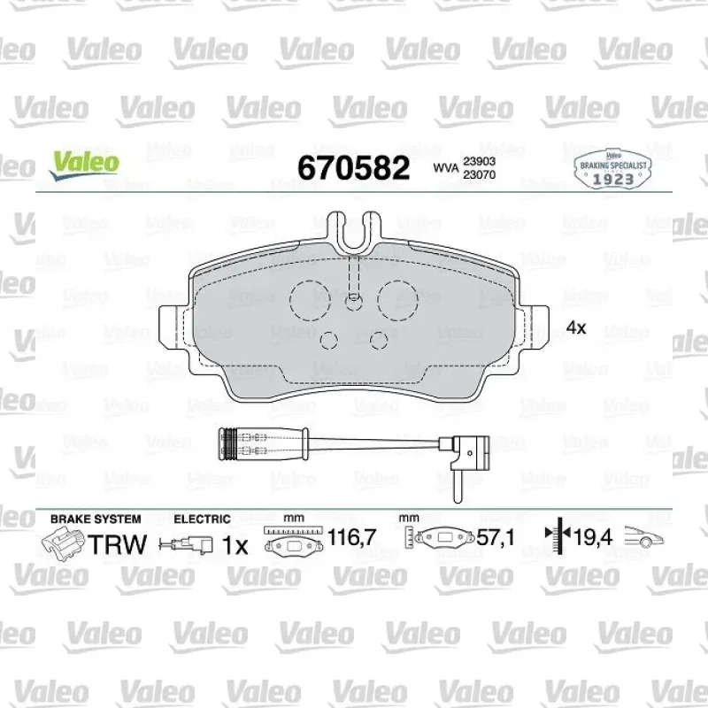 Fren Disk Balata Ön VALEO 670582 – Mercedes-Benz Vaneo