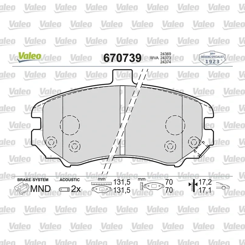 Fren Disk Balata Ön VALEO 670739 – Hyundai Elantra
