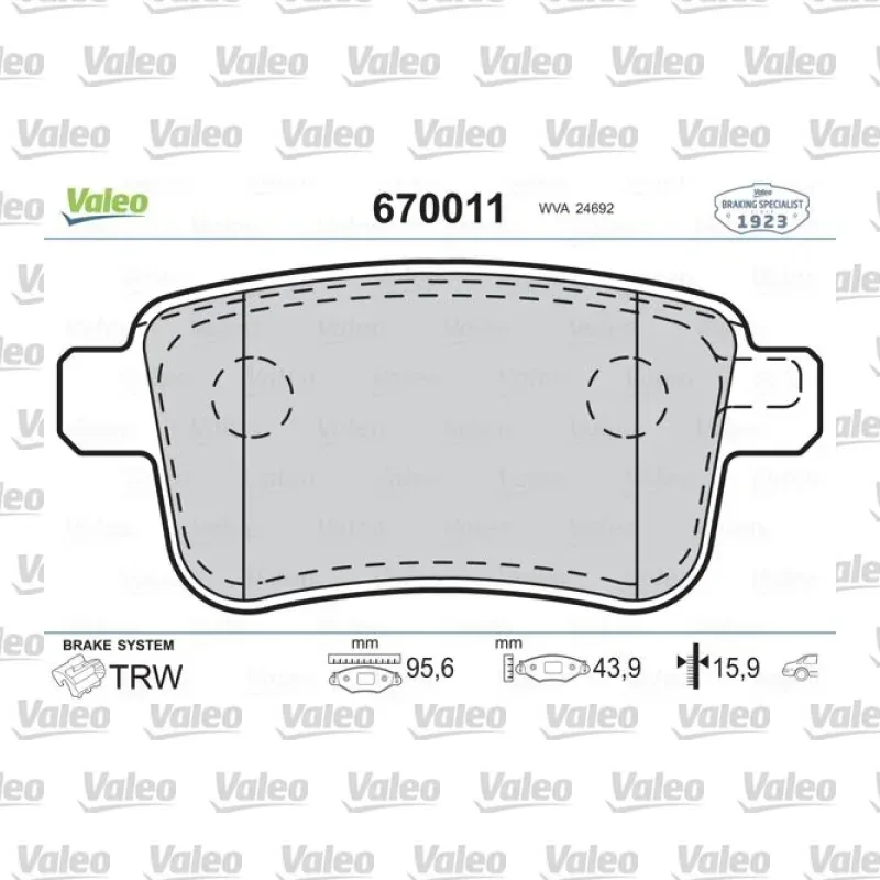 Fren Disk Balata Arka VALEO 670011 – Renault / Mercedes-Benz