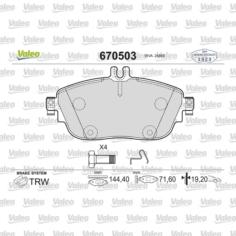 Fren Disk Balata Ön VALEO 670503 – Mercedes-Benz A 180