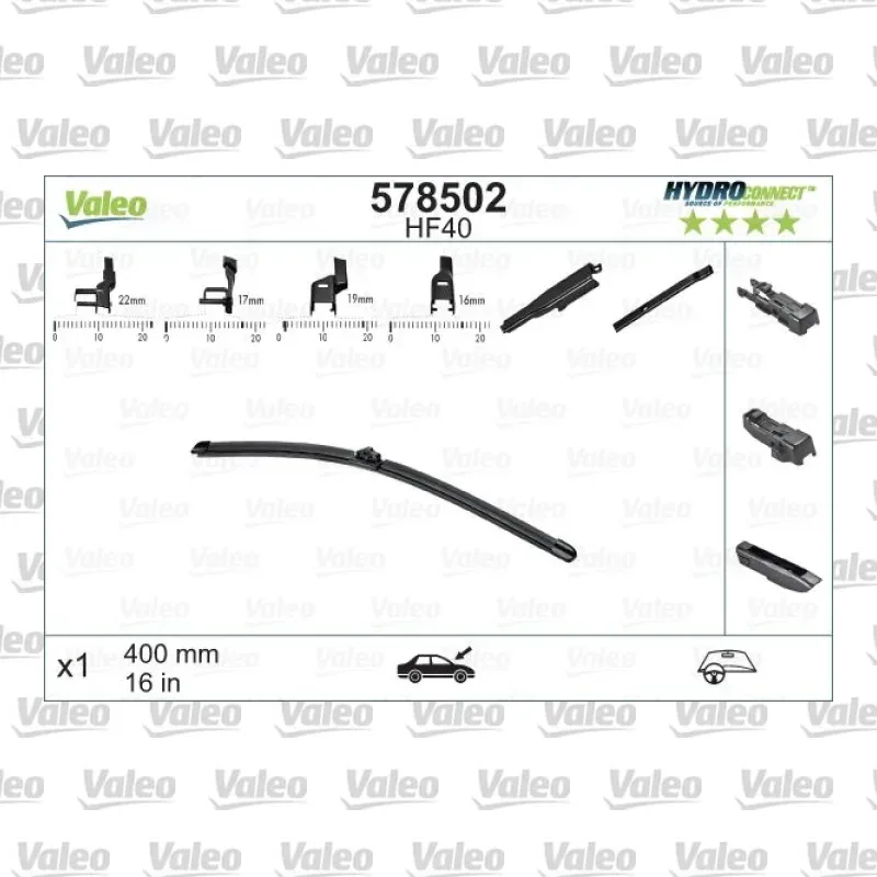 Silecek Süpürgesi Ön Muz Tip 400 mm - 16 inç VALEO 578502