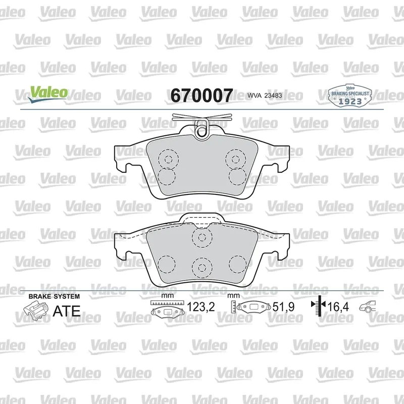 Fren Disk Balata Arka VALEO 670884 – Ford Focus