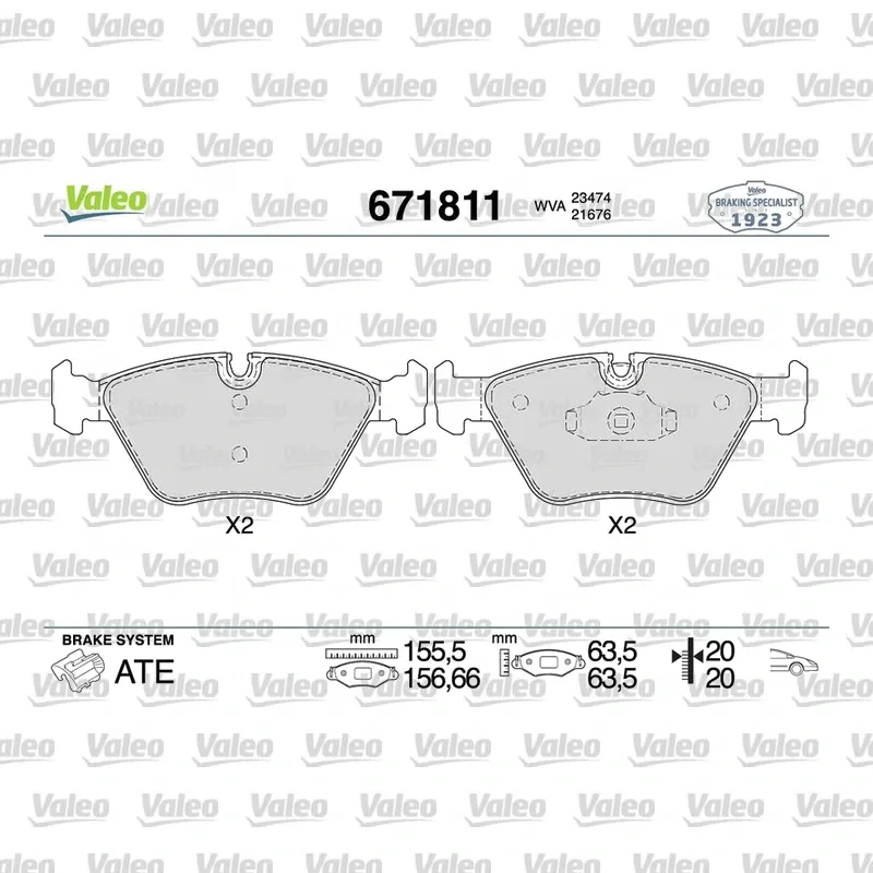 Fren Disk Balata Ön VALEO 671811 – BMW 520i