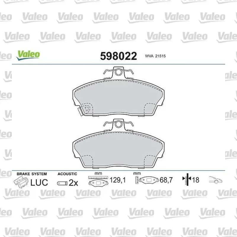 Fren Disk Balata Ön VALEO 598022 – Honda Civic