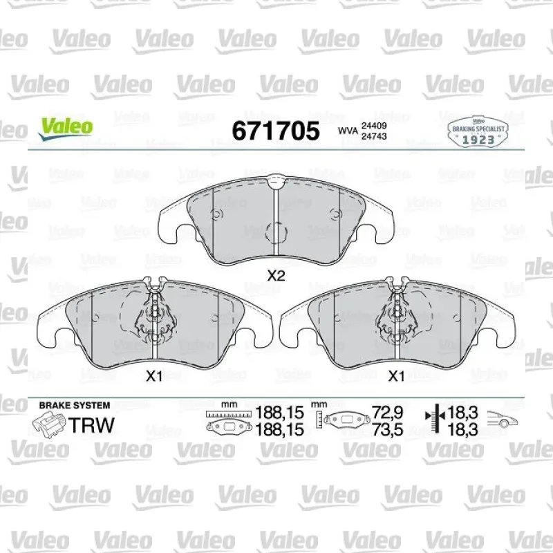 Ford Focus 2.5 Ön Fren Balatası – VALEO 671705