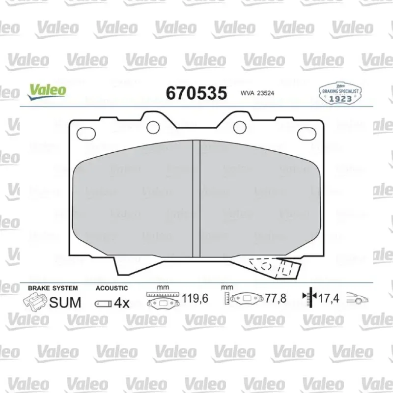 Fren Disk Balata Ön VALEO 670535 – Toyota Land Cruiser