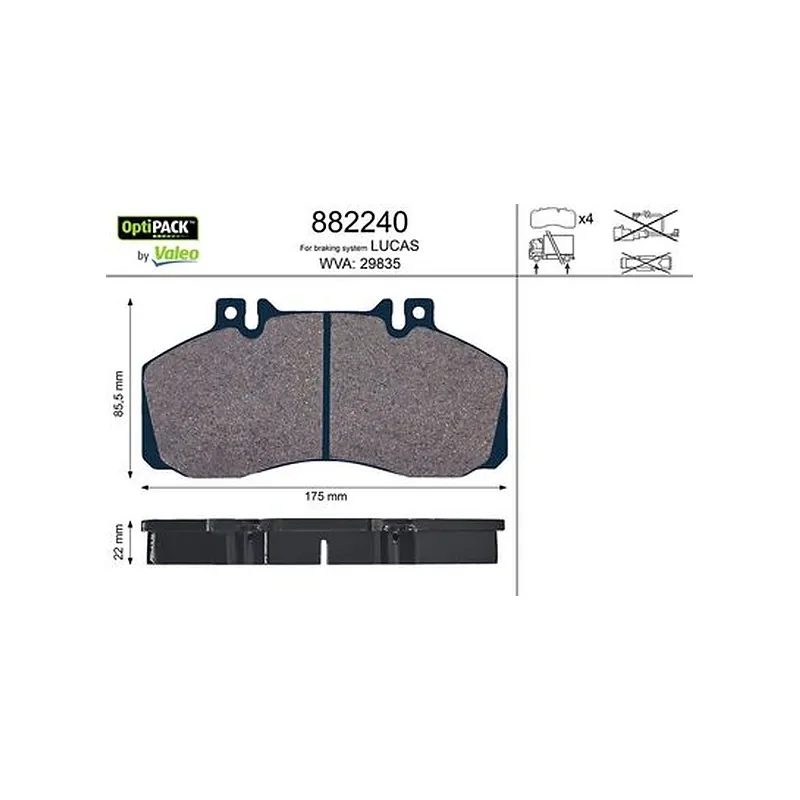 Disk Fren Balata Seti VALEO 882240 – MAN TGA 18.410 / TGA 18.460