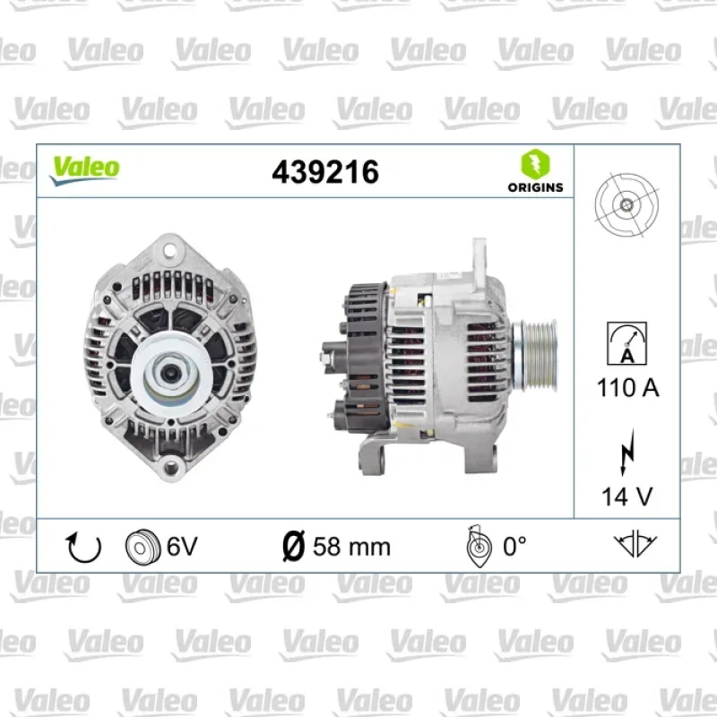 Alternatör VALEO 439216 – Renault Master 2.5 D / 2.8 DTI