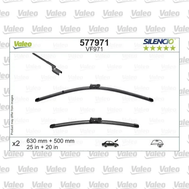 Silecek Süpürgesi Ön 630/500 mm - 25/20 inç VALEO 577971 – Ford / BMW