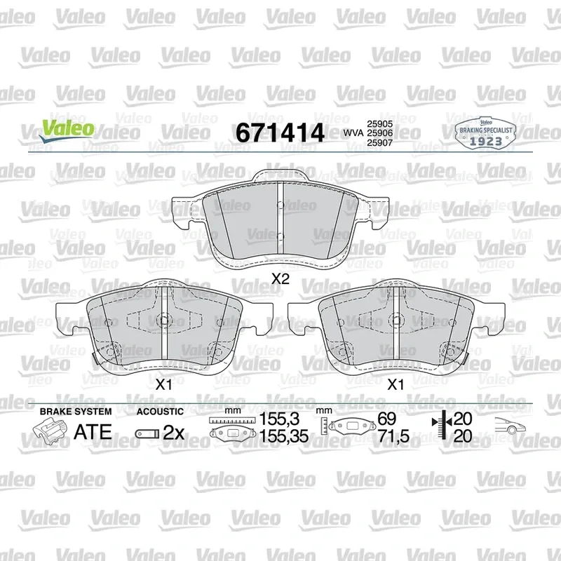 Fren Disk Balata Ön VALEO 671414 – Fiat 500L