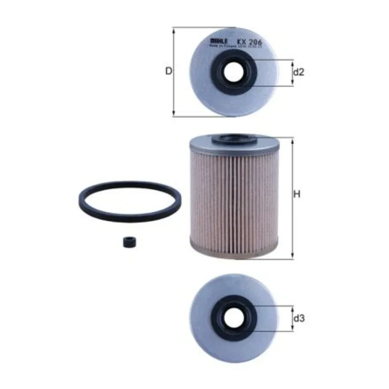 Yakıt Filtresi MAHLE KX 206D – MITSUBISHI / RENAULT / VOLVO