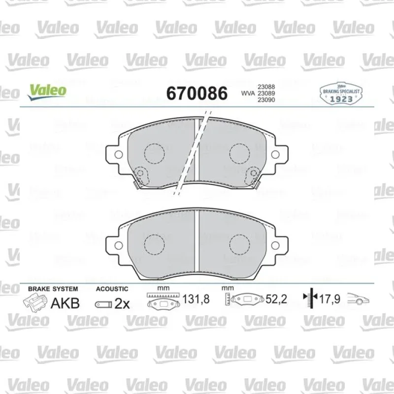Fren Disk Balata Ön VALEO 670086 – Toyota Corolla