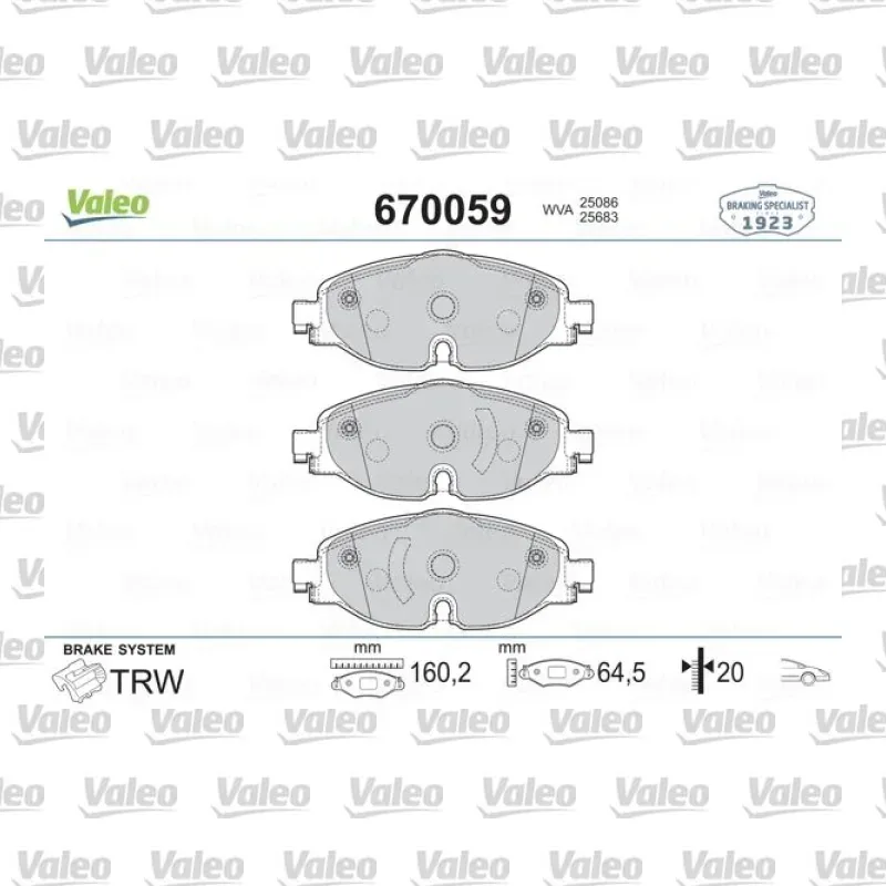 Fren Disk Balata Ön VALEO 670059 – Volkswagen / Audi