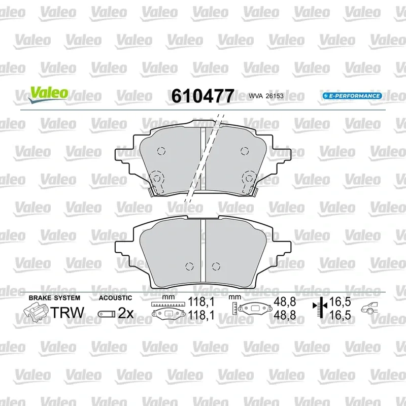 Fren Disk Balata Arka VALEO 671716 – Toyota Corolla