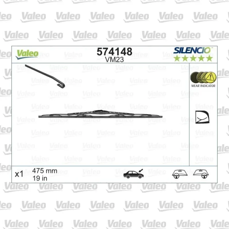 Silecek Süpürgesi Ön 475 mm - 19 inç VALEO 574148