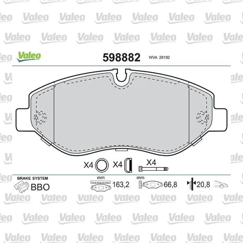 Fren Disk Balata Ön VALEO 598882 – Volkswagen / Mercedes-Benz