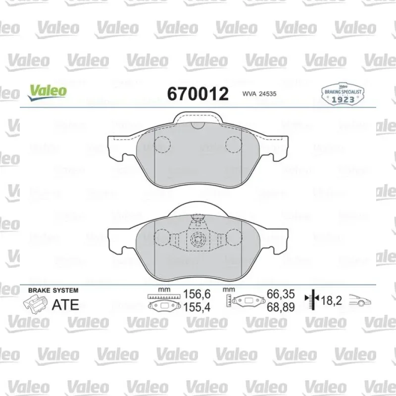 Fren Disk Balata Ön VALEO 670012 – Renault Clio