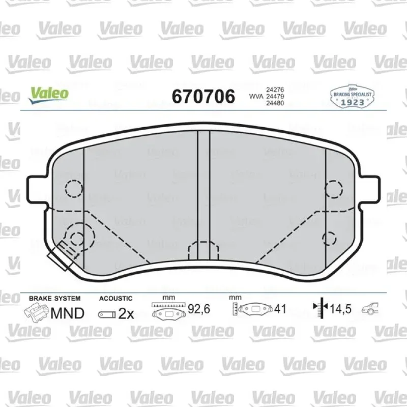 Fren Disk Balata Arka VALEO 670706 – Hyundai / Kia