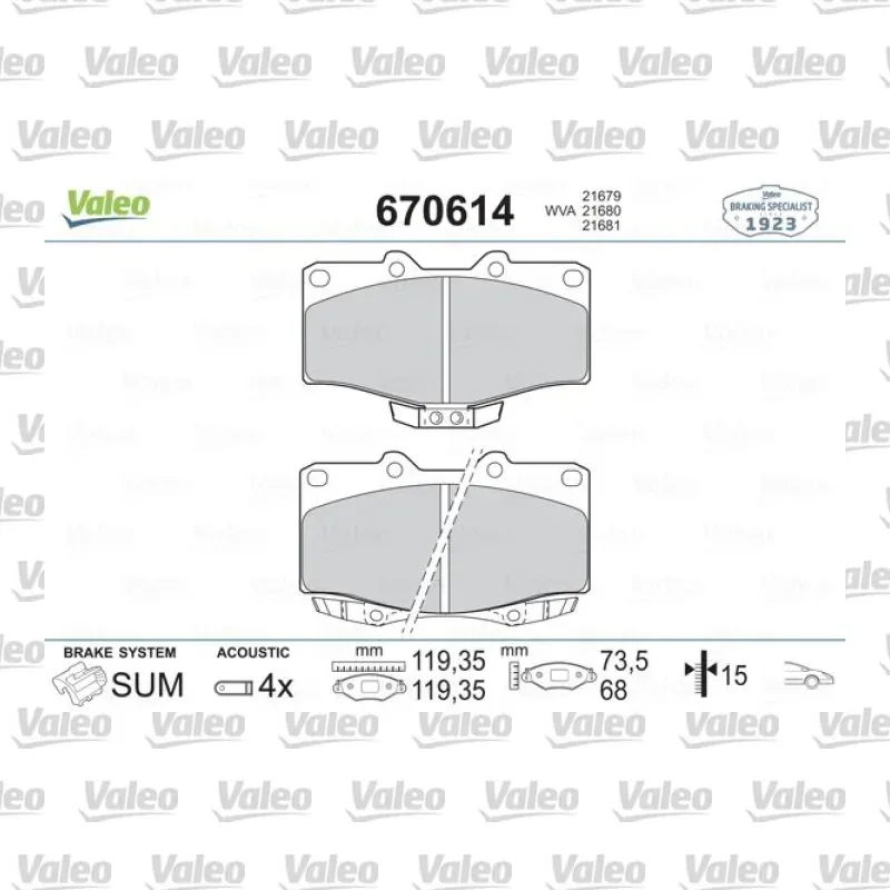 Fren Disk Balata Ön VALEO 670614 – Toyota Land Cruiser / Hilux