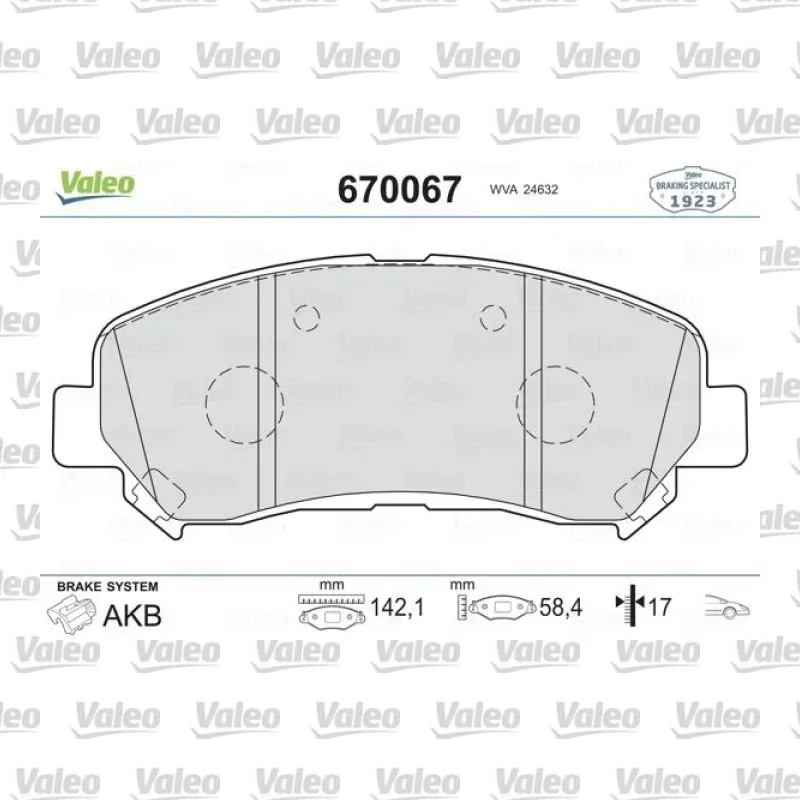 Fren Disk Balata Ön VALEO 670067 – Nissan Qashqai