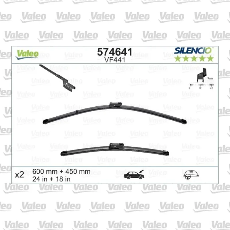 Silecek Süpürgesi Ön Muz Tip 600/600 mm - 24/24 inç VALEO 574641