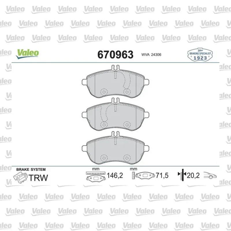 Fren Disk Balata Ön VALEO 670963 – Mercedes-Benz C 200