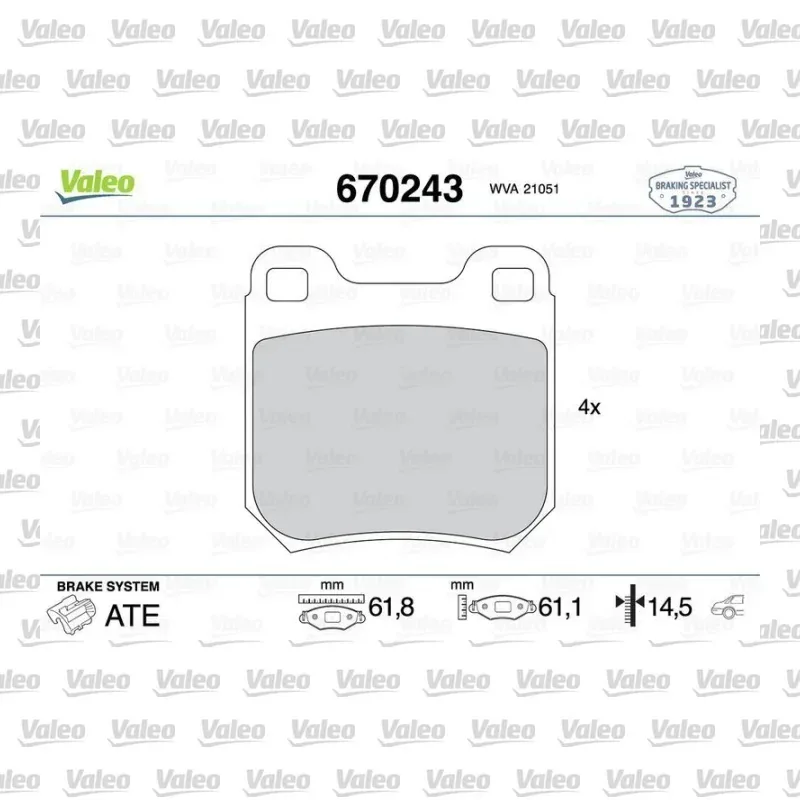 Fren Disk Balata Arka VALEO 670243 – Opel Vectra