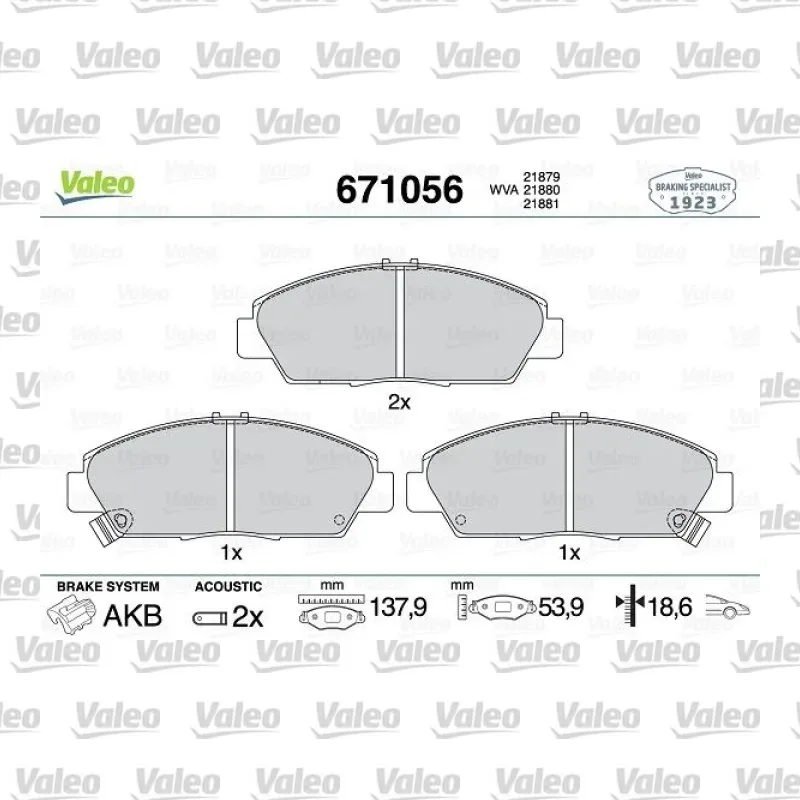 Fren Disk Balata Ön VALEO 671056 – Honda Accord