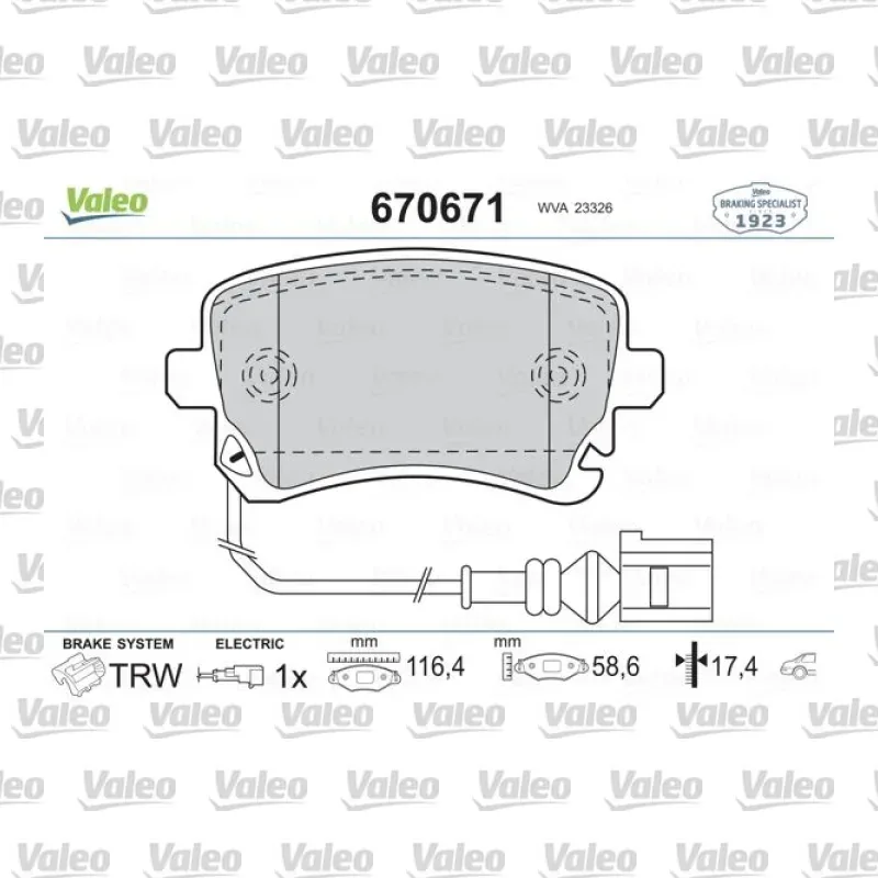 Fren Disk Balata Arka VALEO 670671 – Volkswagen Transporter