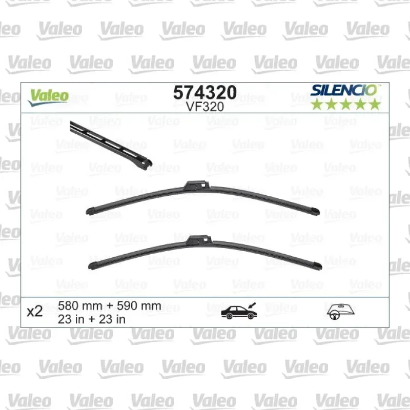 Silecek Süpürgesi Ön 580/590 mm - 23/23 inç VALEO 574320 – Audi A8