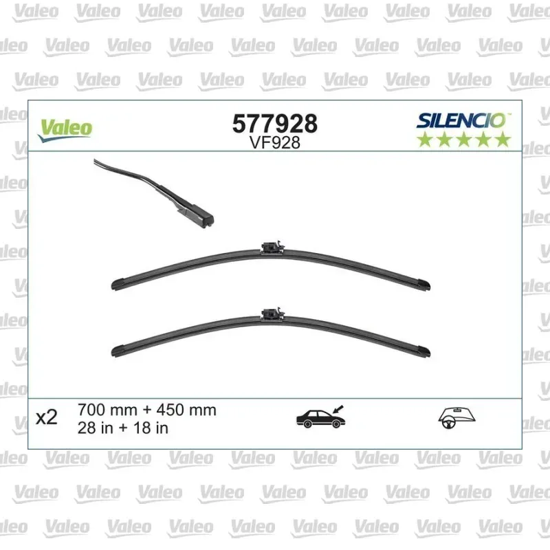 Silecek Süpürgesi Ön 700/450 mm - 28/18 inç VALEO 577928 – Mercedes-Benz Vito / V 300