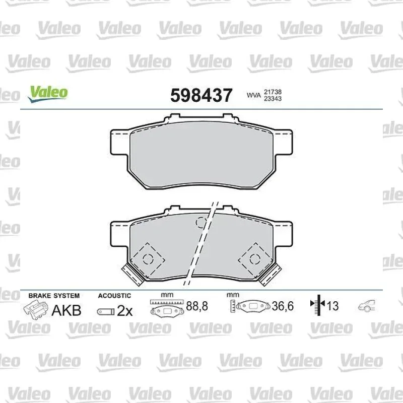 Fren Disk Balata Arka VALEO 598437 – Honda Civic