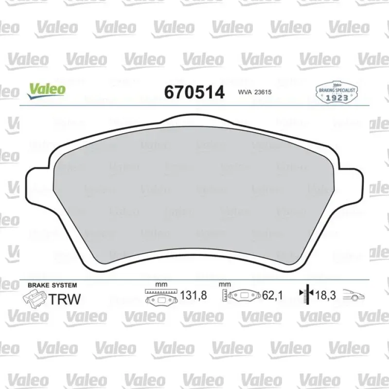 Fren Disk Balata Ön VALEO 670514 – Land Rover Freelander